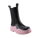 Colorblock Platform Chelsea Tire Sole Boots - Pink