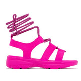 Pink Lace Up Gladiator Sandal