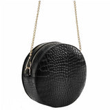 Croco Print Chain Round Crossbody Bag