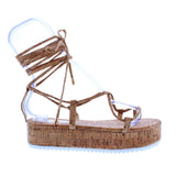 FINAL SALE - Cork Lace Up Wedge Sandals